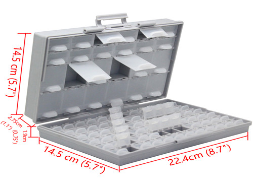 AideTek BOXALL96 96 Compartments Enclosure SMD SMT Parts Organizer Surface Mount Box Labels
